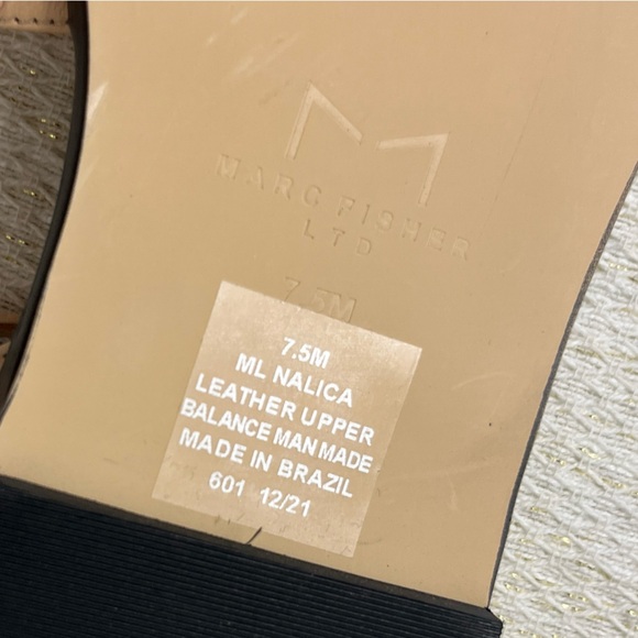 Marc Fisher Nalica Sandal Size 7.5 Light Natural Pink Studded Strappy Neutral - Picture 5 of 7